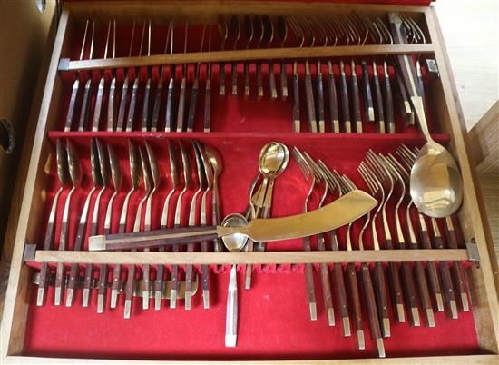 A cased Thai cutlery set